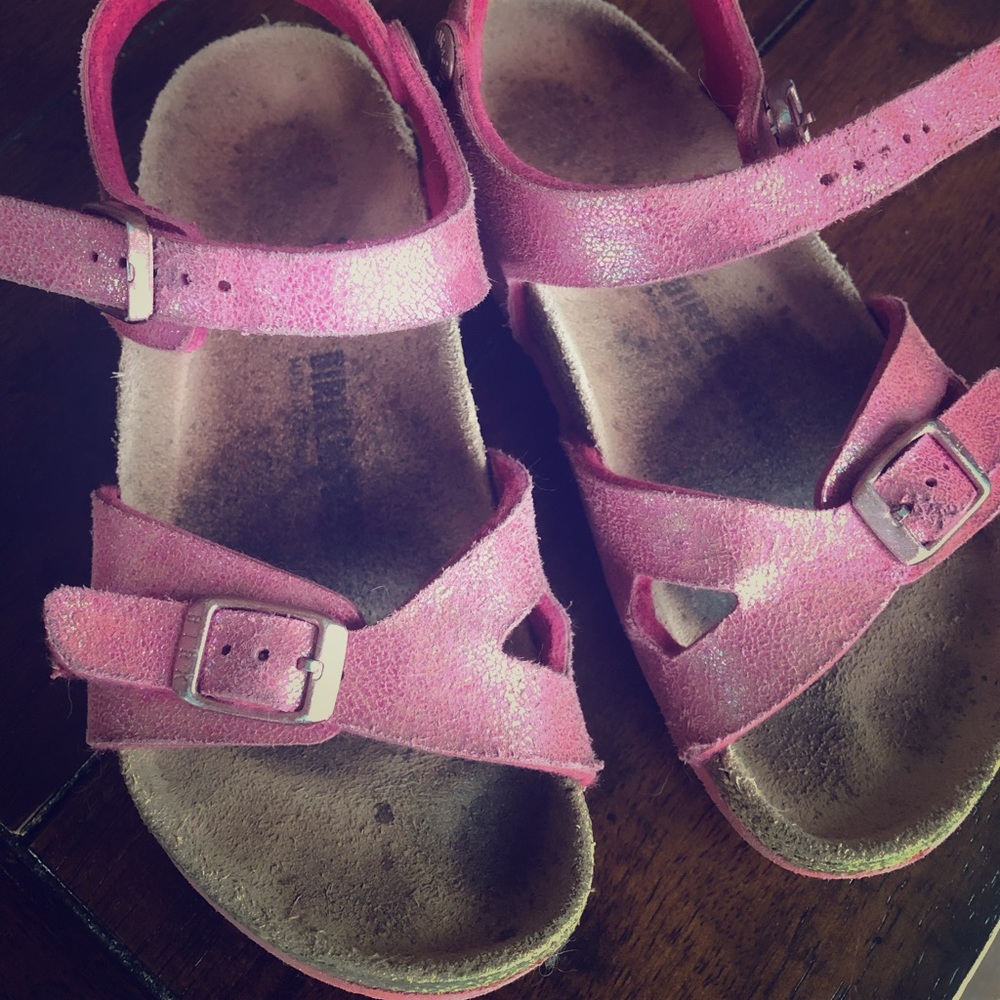 Pink glitter Birkenstock Rio kids